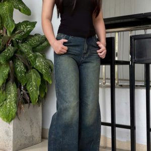 Quần jeans nữ ống suông